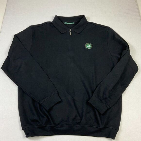 Bobby Jones Mens 1/4 Zip Sweatshirt Black Long Sleeve Golf Pullover Top M Medium - Picture 1 of 12